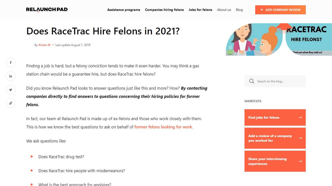 Does RaceTrac Hire Felons in 2021? - Relaunch Pad